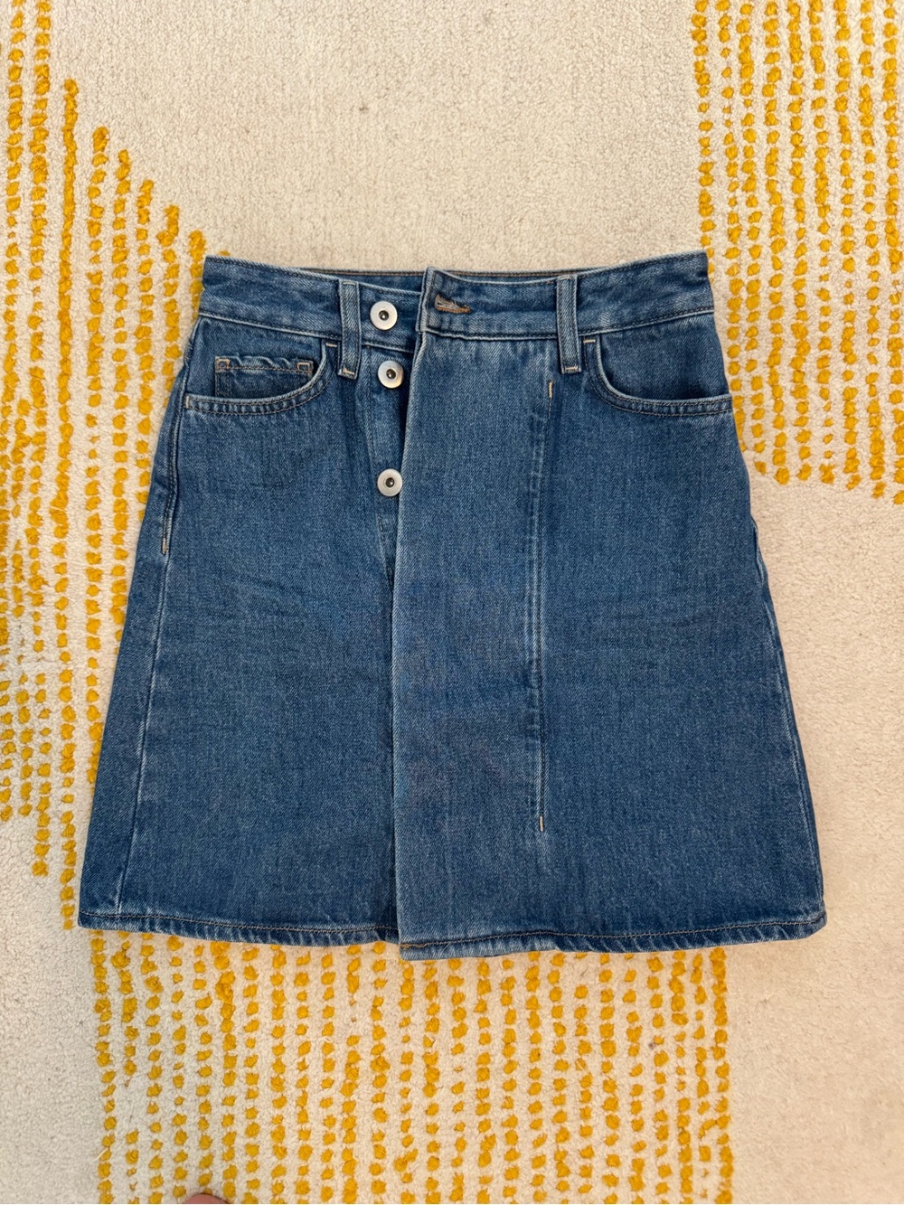 COS Blue Denim Button-Front A-Line Skirt